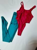 20 レオタード（フュージョンピンク）＋レギンス（ターコイズ）どちらもLEOHEX　ツルツルテカテカのナイロンフェチさんに是非！！